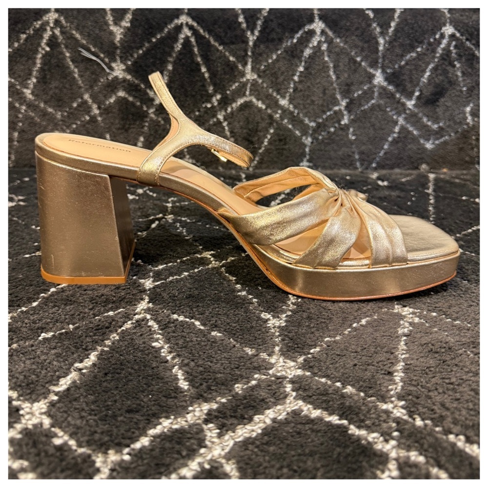 Reformation Maize Platform Heeled Sandals - gold - Picture 10 of 15